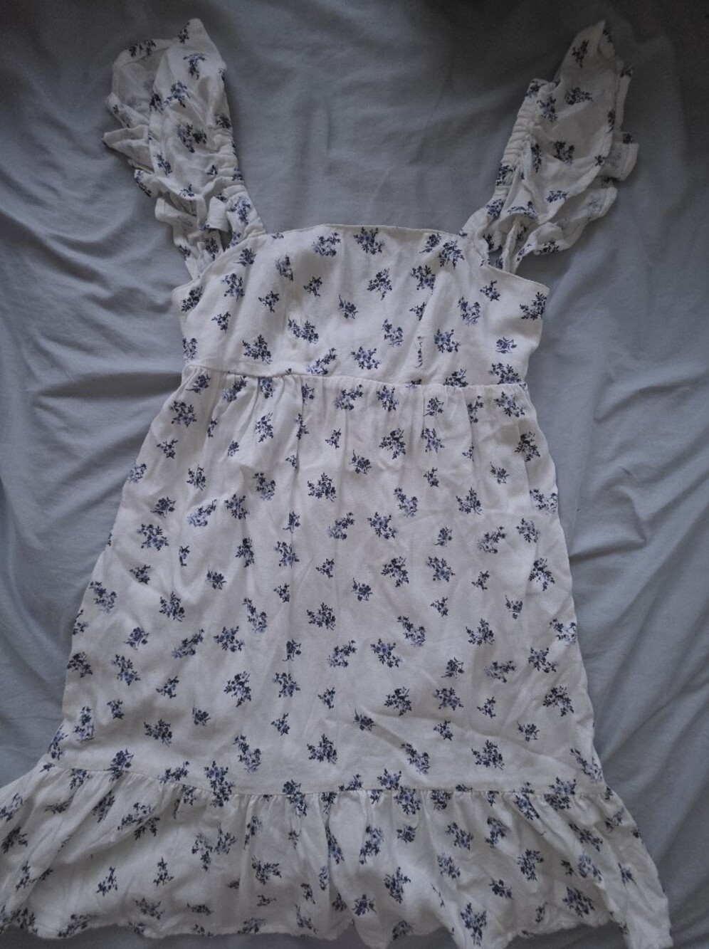 Arizona Jean Company White Mini Dress with Blue Floral Print